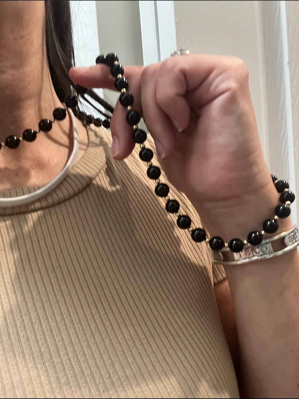 32” strand of 14K balls & Genuine Onyx - Picture 11 of 16